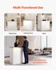 Reception Desk, 127.5cm Rectangular Front Counter Table, Modern Office Reception Desk with Light Strip, 3 Drawers & Storage Cabinets, Retail Counter