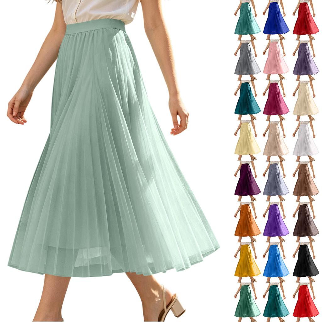 Ladies' Casual And Fashionable Mesh Half Skirt Long Skirt