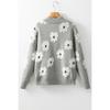 Women's Floral Pattern Half-zip Sweater Winte Warm Print Sweater
