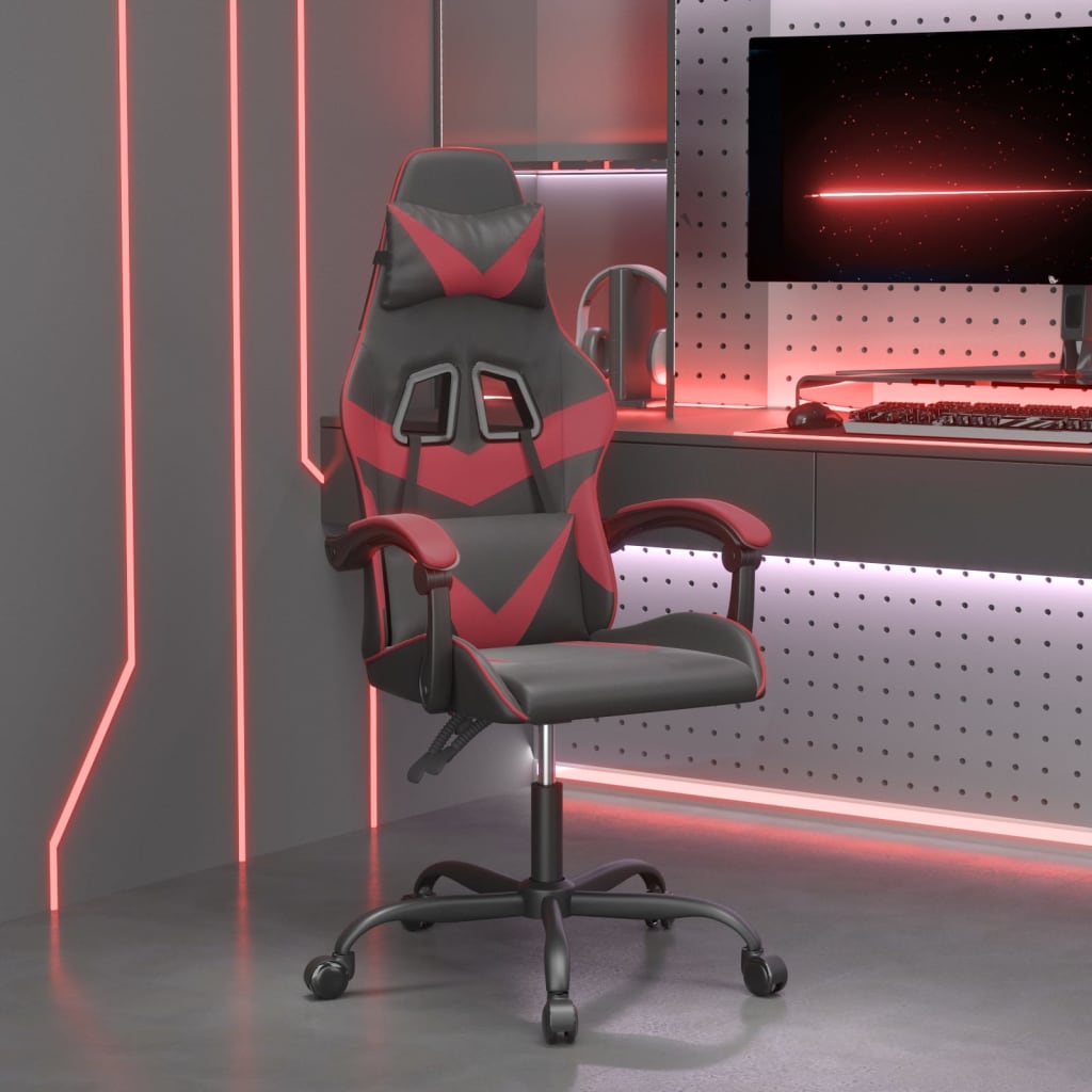Gaming Chair Swivel Black and Burgundy Artificial Leather