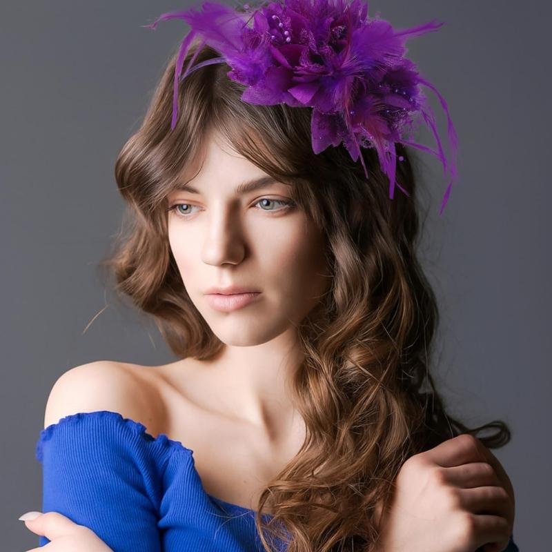 Pack Of 12 Piece Elegant Feather Headpieces Fascinator Headdress For Tea Parties And Special Occasion