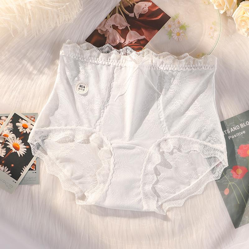 Plus Size Female Spring and Summer Lace Pure Cotton Extended Crotch High Waist and Hip Shape Up Briefs