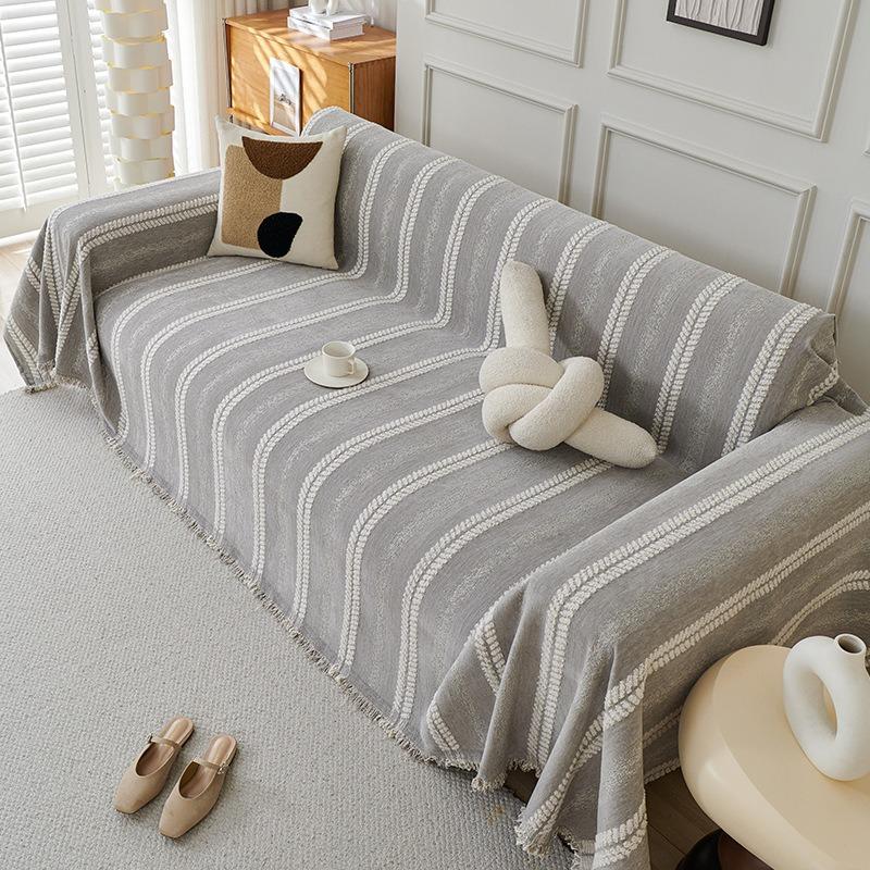 Modern Minimalist Sofa Towel Luxurious Solid Color Chenille Sofa Protective Cover All Seasons Universal Sofa Cover Cloth Gray