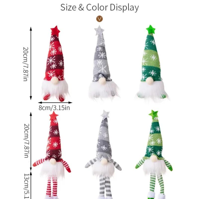 Christmas Faceless Doll Gnome Ornaments LED Light Plush Knitting Crafts Tree Pendant Christmas Decorations for Home Kids Gift
