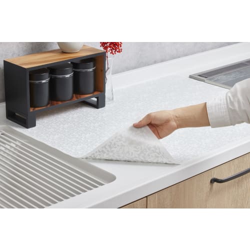 R(R) Adhesive Silicone Mat, Damask Pattern, Preventive Cleaning, Damask, 60 x 80 x 0.04 cm, Thin, Heat-Resistant up to 210C, Cuttable, Stain-Resistan