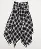 WEGO Irregular Hem Long Checkered Korean Size Black Women's Flannel-Like Skirt, Skirt, Fall/Winter Outfit, Streetwear, Casual, Style, Gift, F,