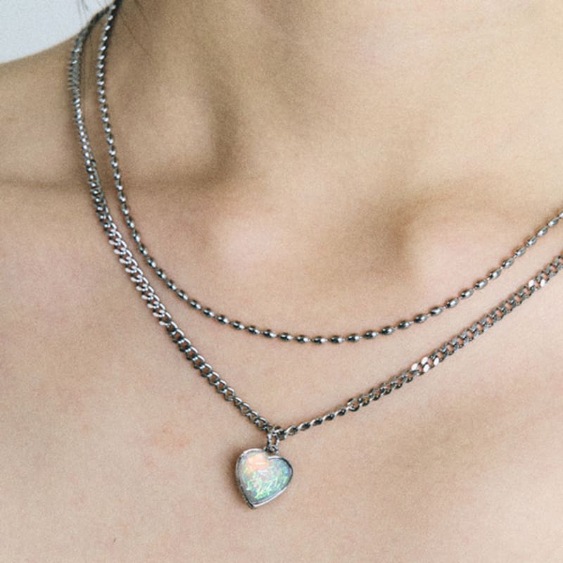 

SCALETTO 1156 Aurora Heart Double-Line Layered Necklace None