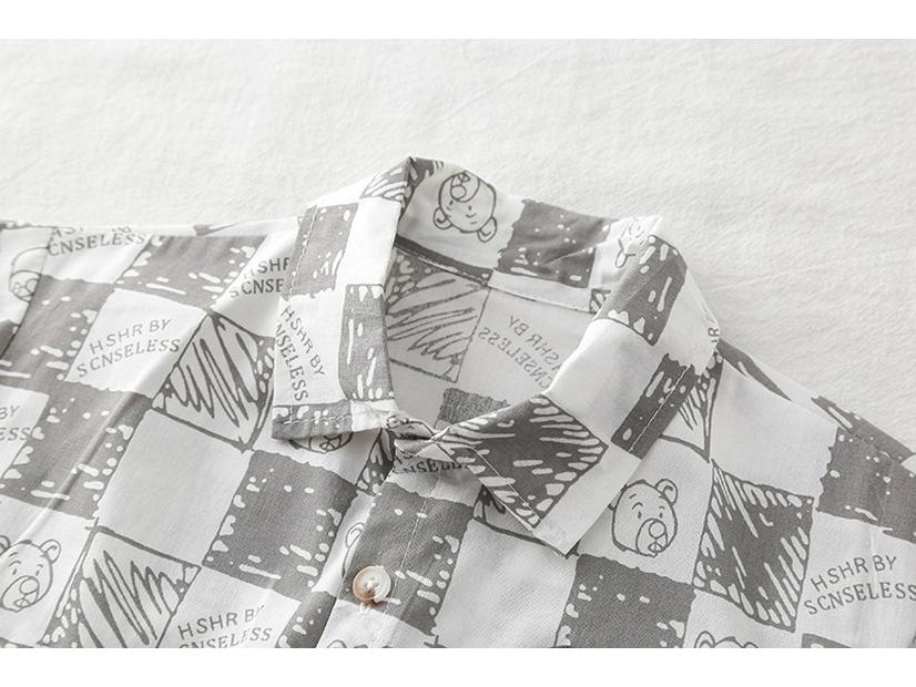 Boys' Summer 2025 Plaid Short Sleeve Shirt & Shorts 3-Piece Set