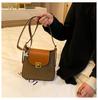 Korean version trendy fashion casual commuter women's shoulder bag European and American retro messenger bag color matching PU small square bag