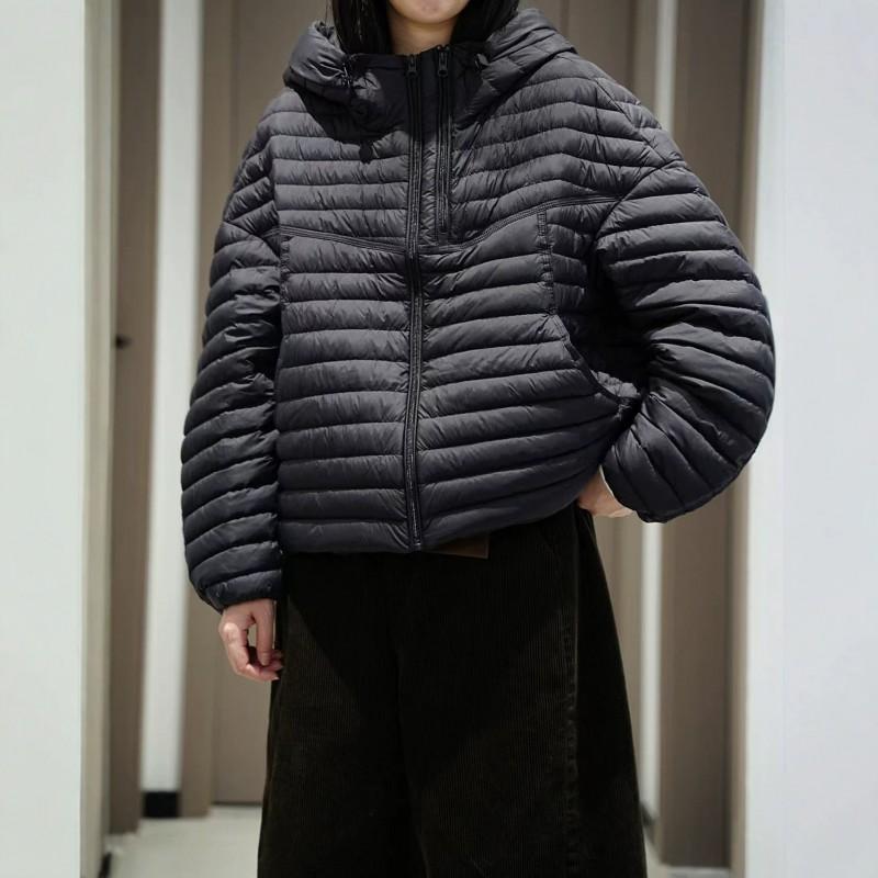 Womens Lightweight Down Jacket Short Loose Hooded Warm Coat 90% White Duck Fall Winter Fashion Outerwear