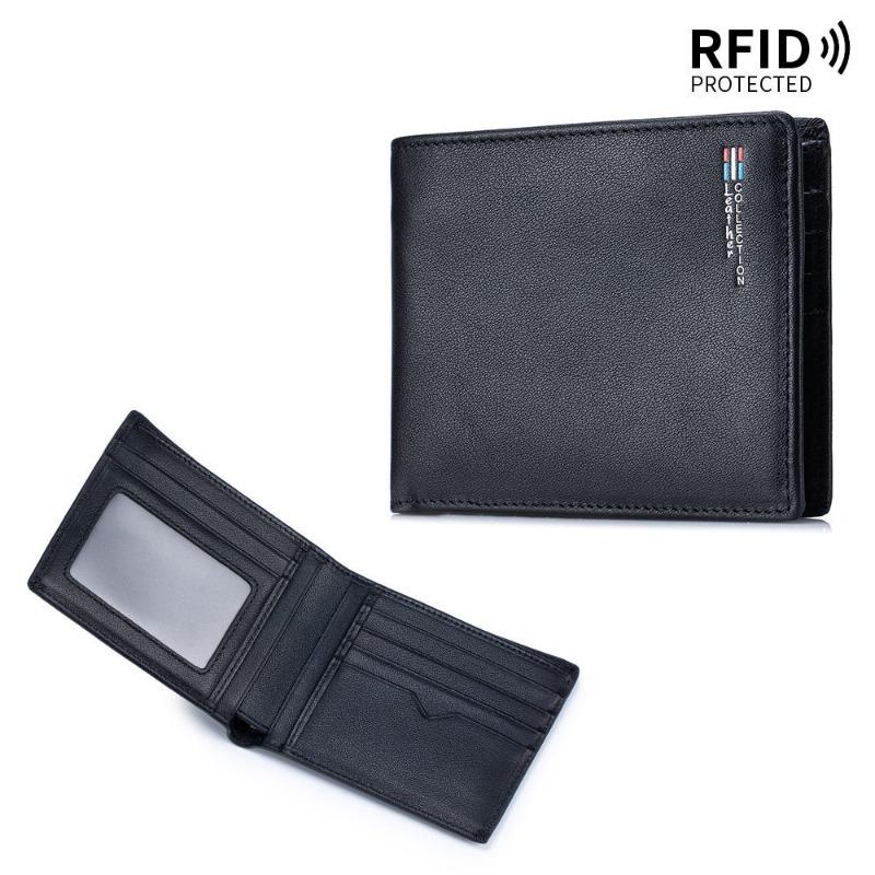 

Leather short wallet wallet men s first layer cowhide texture subtitle wallet for father, husband and boyfriend gifts