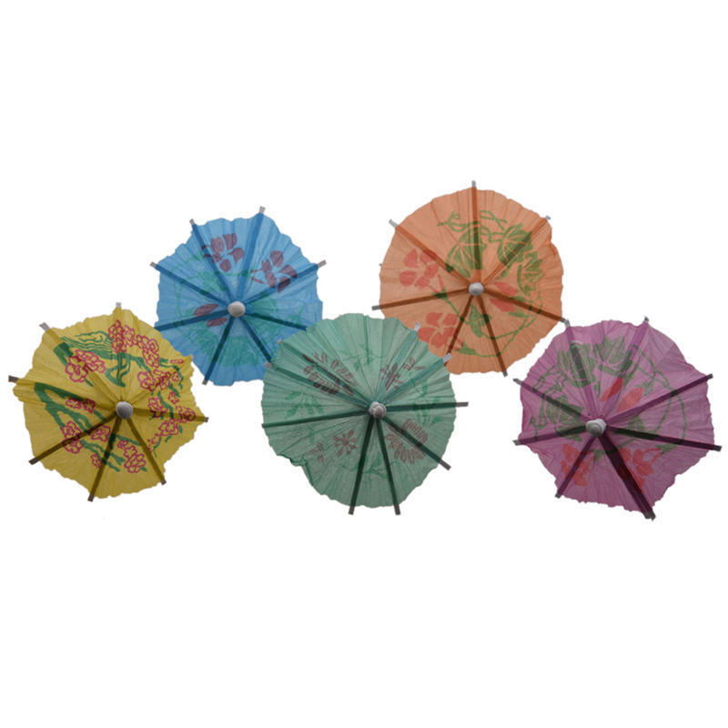 40Pcs Paper Cocktail Parasols Umbrellas Party Wedding Supplies Luau Drink Stick