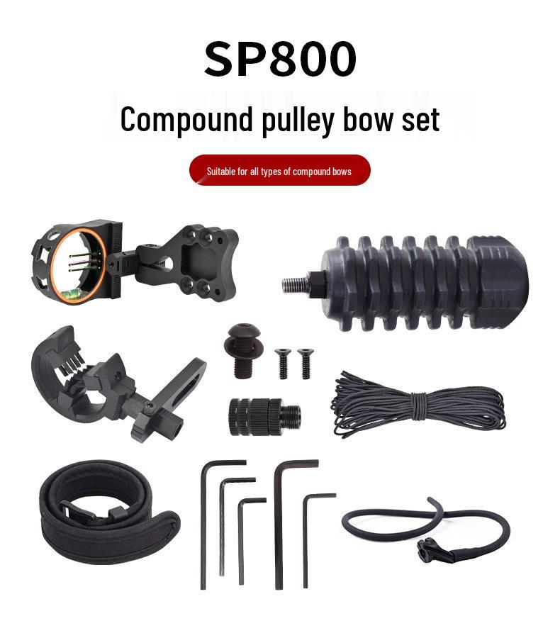 SP800 Compound Bow Beginner Set: Includes Short Rubber Dampener, Sight, Arrow Rest.