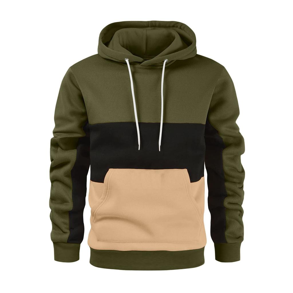 Men's Colorblock Autumn/Winter Long Sleeve Hoodie Hoodie Top Sweater Hooded Jacket