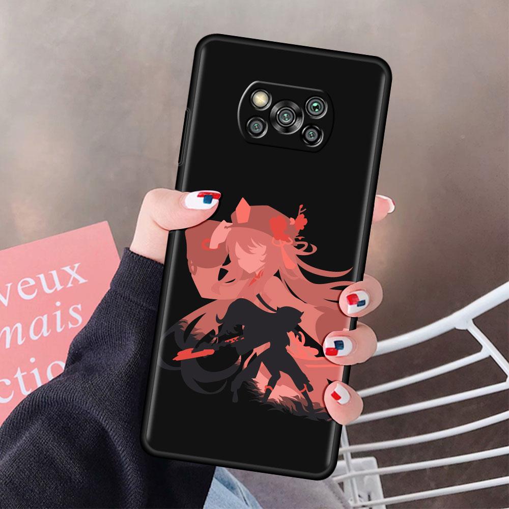 Genshin wpływ Anime etui na xiaomi mi Poco X3 NFC M3 Pocophone F1 F3 GT czerwony mi K40 Pro dla mi 10T Pro Capa pokrowiec na telefon