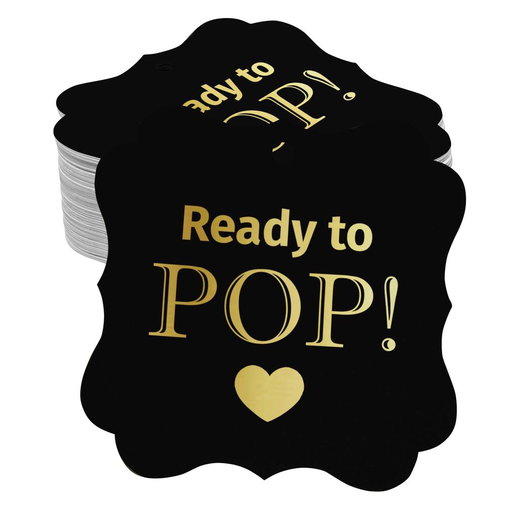 Inkdotpot Real Gold Foil Ready To Pop Baby Shower Tags Favor Bracket Shape Hang Pack Of 100 Paper