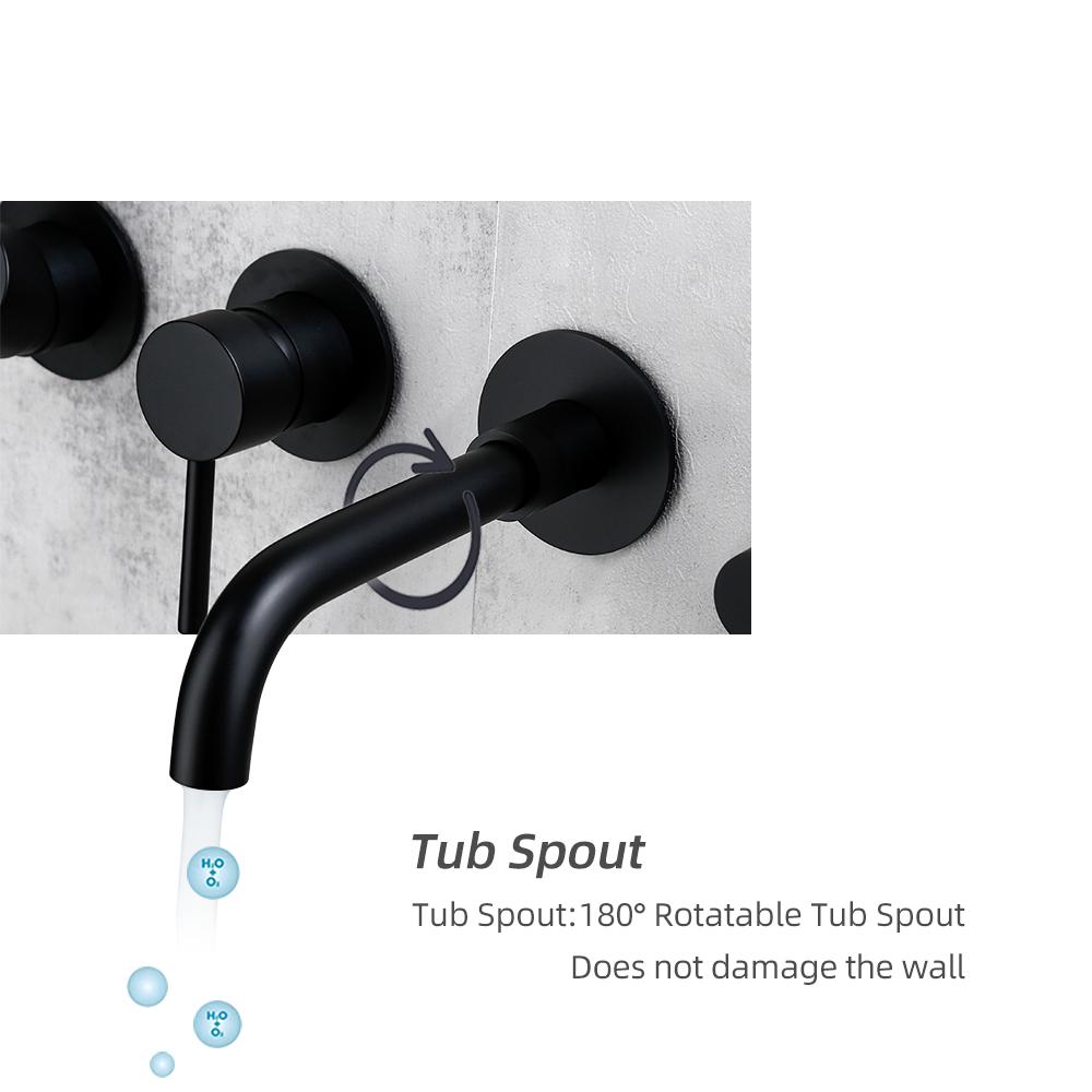 Duschmischer Duschset Warm & Kalt 2-Wege-Umsteller Duscharmatur Massives Messing Mit 150MM/210MM/260MM Wanneneinlauf Mischduschset