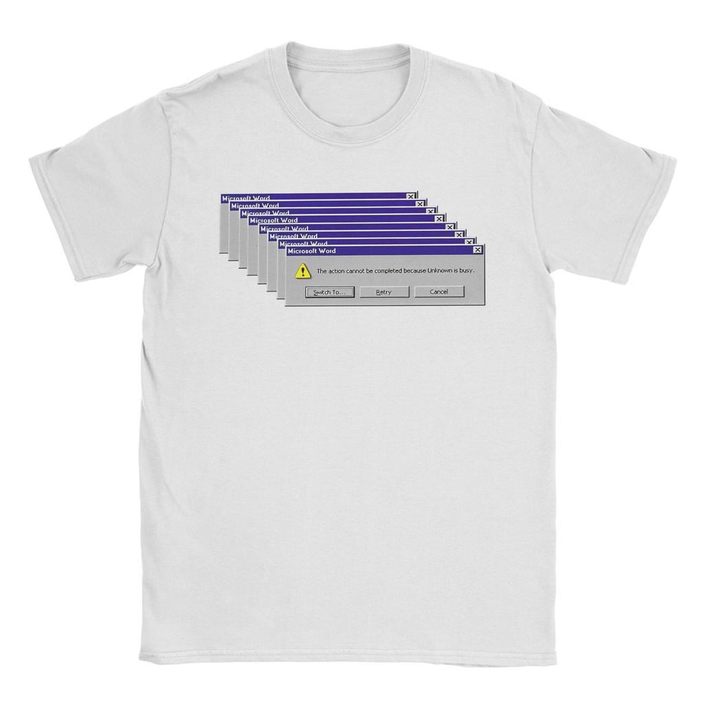 Hipster Windows 98 Foutmelding T-shirts voor Mannen Ronde Hals 100% Katoen T-shirts Korte Mouw Zomer Tops