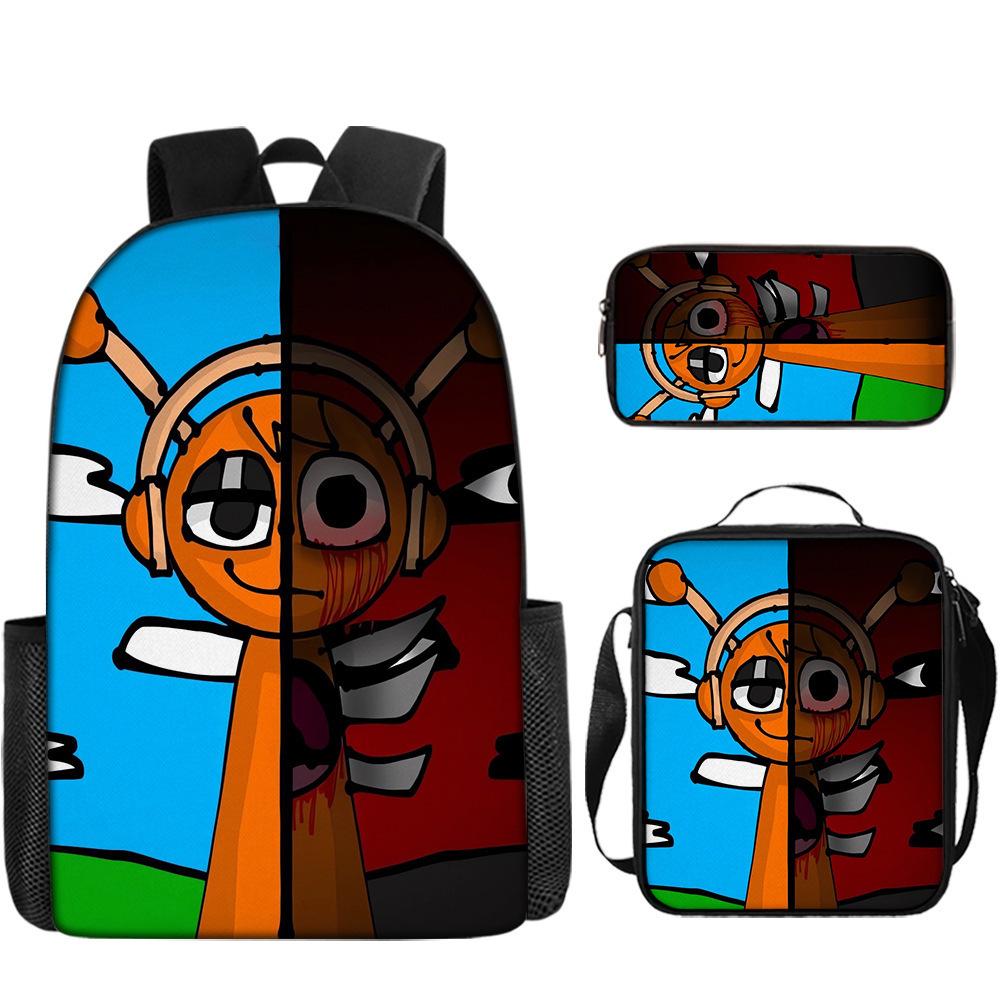 Rhythm Box Sprunki Student School Bag Backpack Backpack Three-Piece Set Backpack