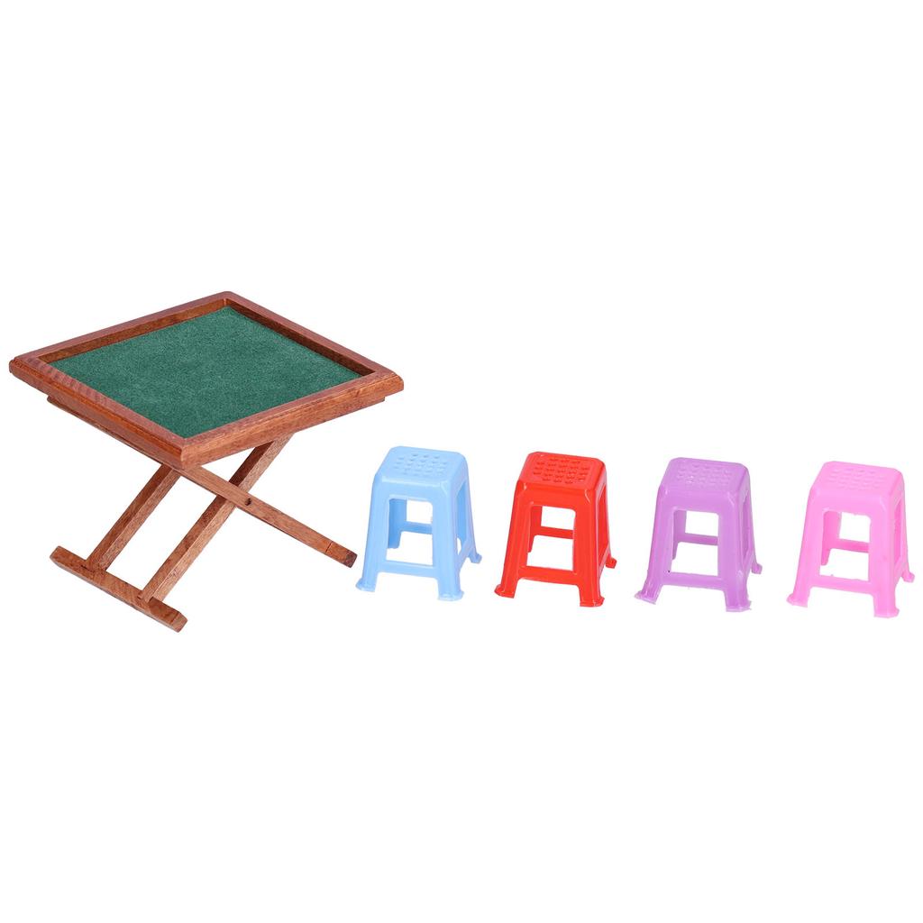 1:12 Puppenhaus Miniatur Mahjong Tisch Hochsimulierter Mahjong Tisch mit Stuhl Mahjong