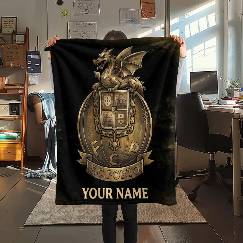 Custom Name Futebol Clube do Porto Flannel Blanket, High quality Comfortable for All Seasons, Home Decor, Warmth and Comfort
