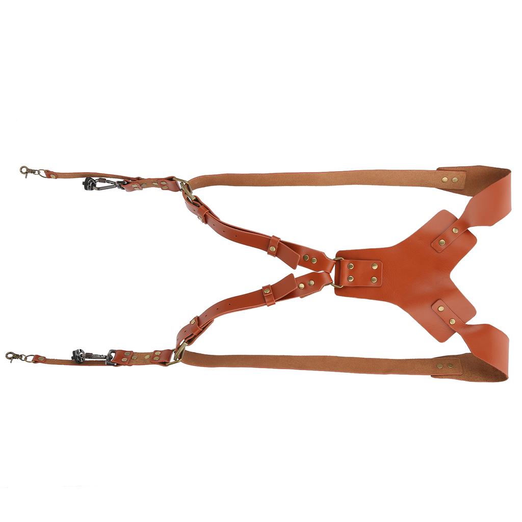 Adjustable PU Leather Rivet Double Shoulders Strap Digital Camera Harness Accessory