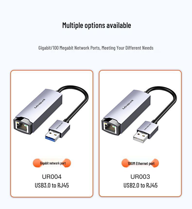 Plug-and-Play USB 3.0 to Gigabit Ethernet Adapter with RJ45 Port