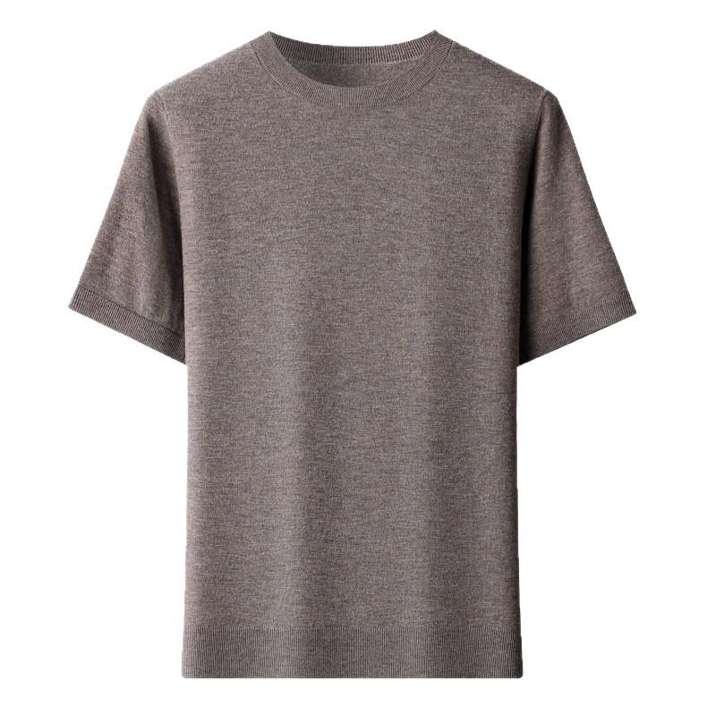 Men's High-Quality Short-Sleeved Knitted Wool Sweater for Spring/Summer