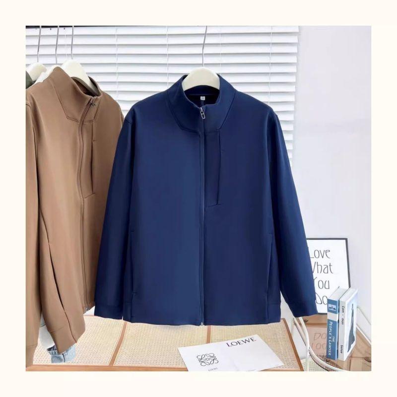 Export Original Lu Family New Arrival Italian Spring & Fall Stretch Zipped Stand Collar Jacket Outwear Fashion Casual Top Men and Women