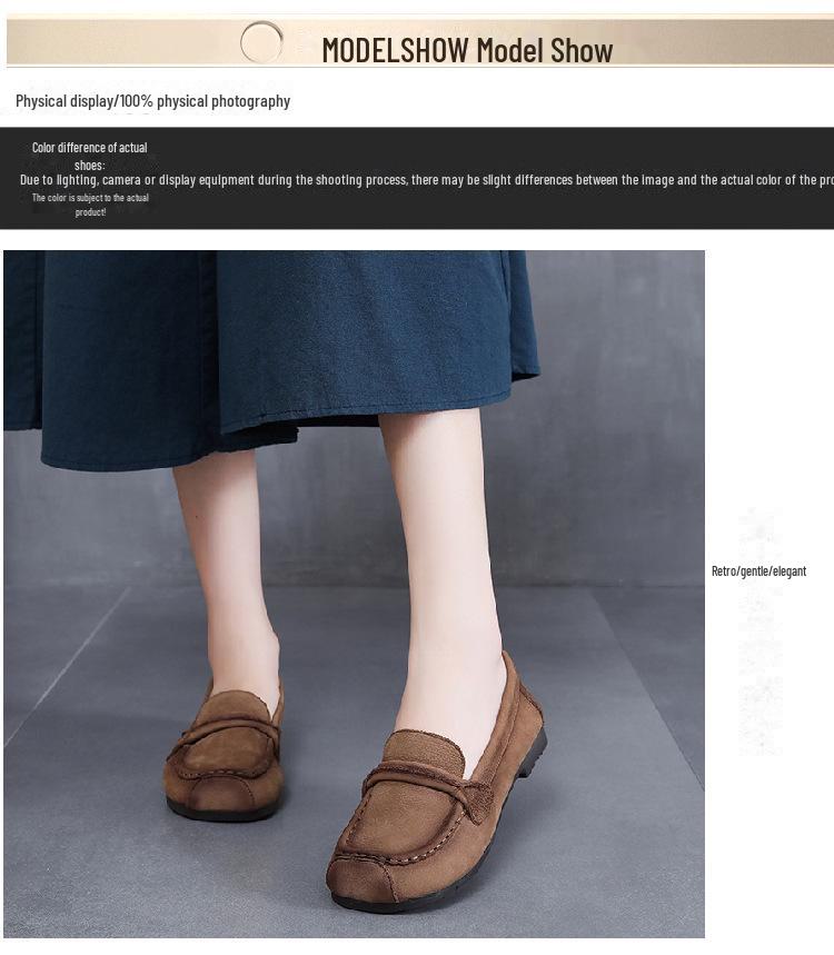 Autumn Women's Soft Sole Genuine Leather Flat Shoes - Comfortable for Pregnant Mothers