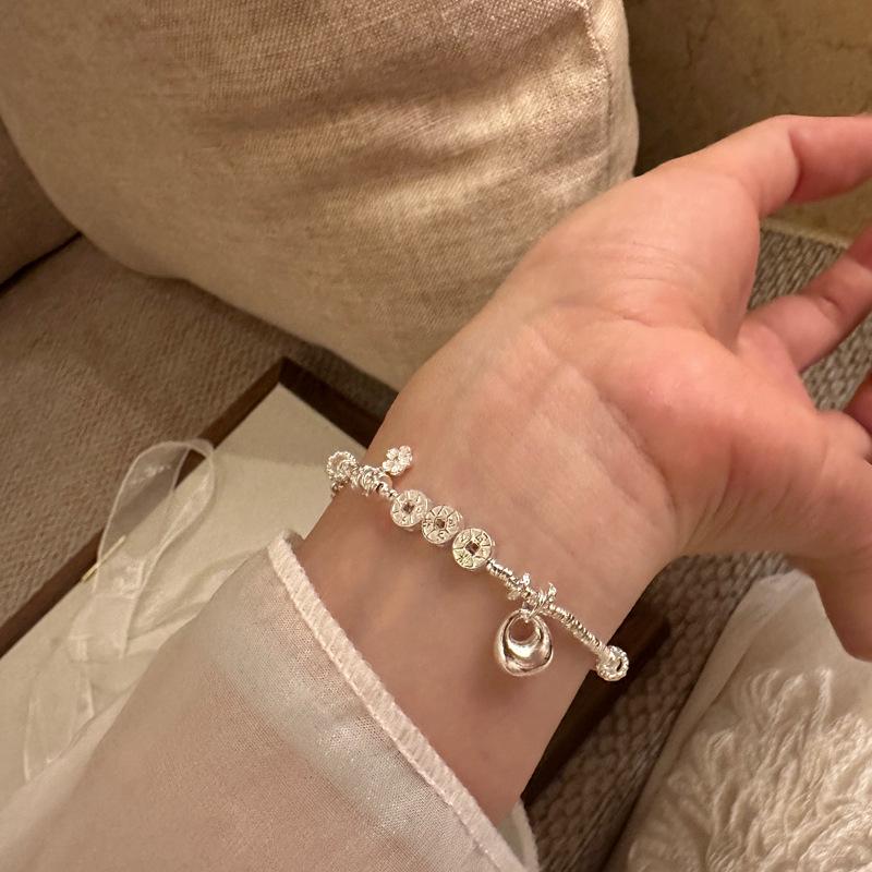 Sterling Silver 925 Adjustable Eight Directions Wealth Bracelet - Chubby Ball Design, Perfect Silver Jewelry Gift for a Best Friend