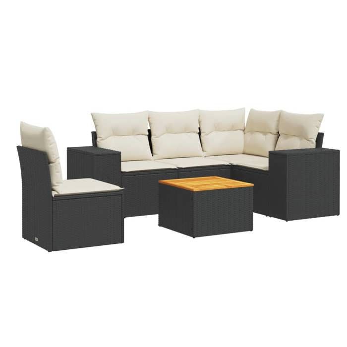 VidaXL Garden Lounge Set with Cushions 6 Pcs, Patio Sofas, Patio Furniture Set, Outdoor Furniture, Black 3257778
