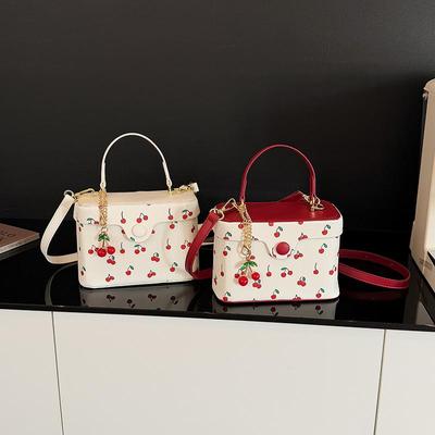 Summer New Square Crossbody Bag for Women Cute Cherry Buckle Handbags Versatile Commute Single Shoulder Bags AVE