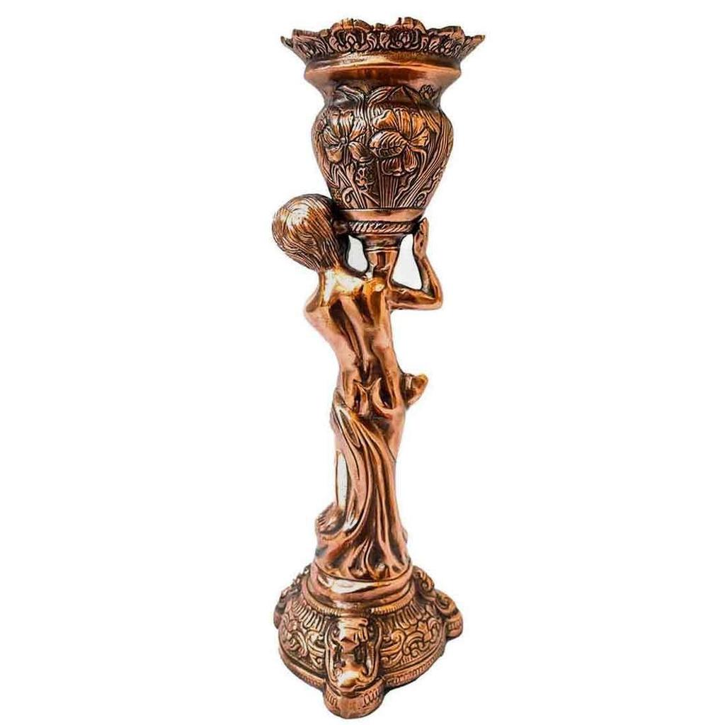 Handcrafted Metal Corner Vase On Big Boy's Shoulder, 18 Inch, Brown