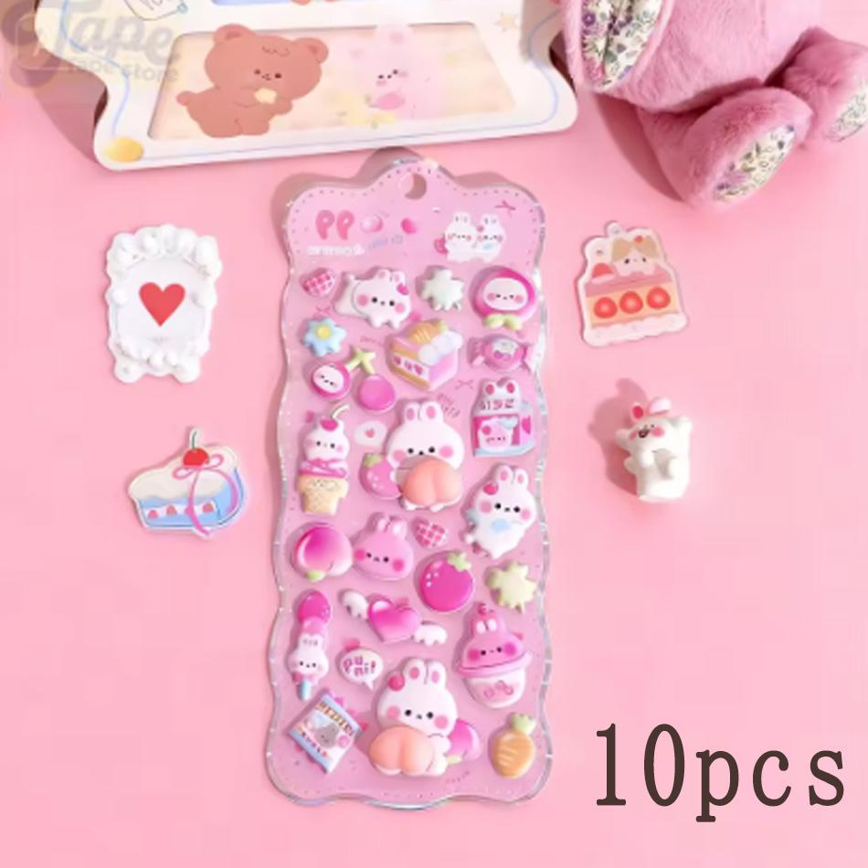 3D Cute Bunny Peach Sticker Kawaii Animals Stickers - Squishy Fidget Diy Decal For Phone Case Scrapbook, Fun Stress Relief Gift