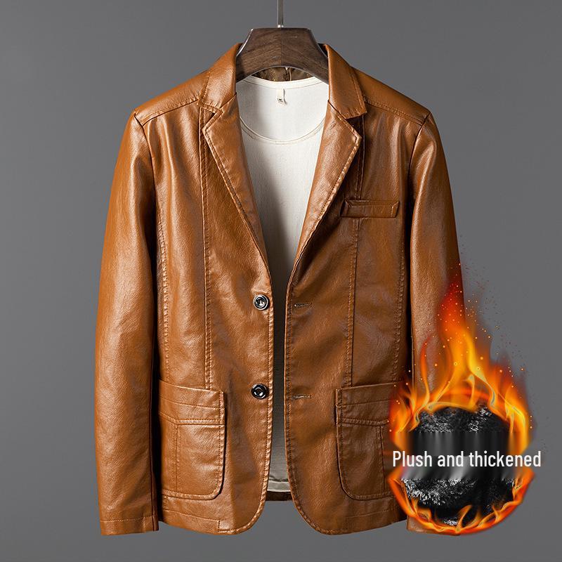 Korean Slim Fit Men's Leather Jacket – Spring/Autumn Business Casual Biker Style