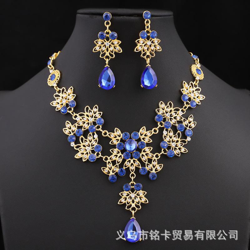 Fashion Necklace And Earrings Set - Leaf And Droplet Wedding Set - Bride's Jewelry Set