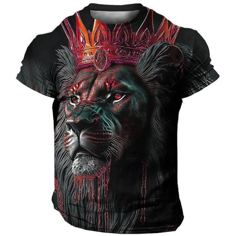 3D Harajuku Tiger Pattern Pánská trička Hip Hop Punk Styl Streetwear Móda Pulovr s krátkým rukávem do O Tričko nadměrné velikosti