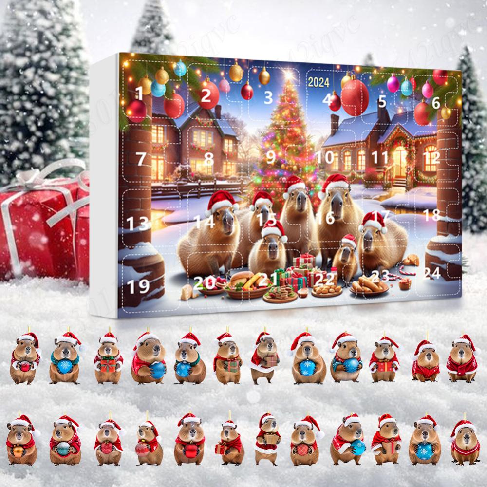 Capybara Advent Calendar 2025 24 Days Christmas Countdown Calendar Cute Capybara Christmas Ornaments Christmas Tree Pendants