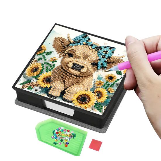 DIY Note Box Diamond Art Kit Sticky Note Holder Craft Set Diamond Art Project Memo Pad Holder DIY Kit for Gift And Home Office Desk Decor