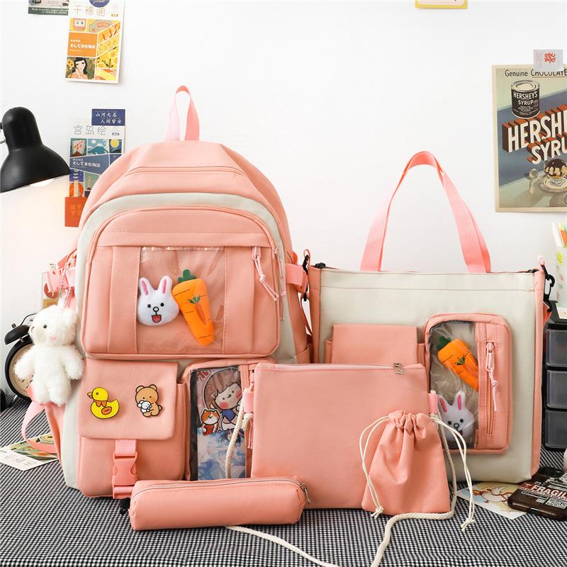 5 PCS Backpack for Middle and High School Students, Lightweight Backpack for Elementary School Students, Women's Large Capacity Backpack, Textbook Bag
