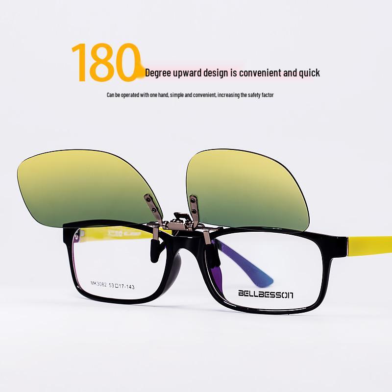 Polarisierte Nachtsicht-Aufsteckbrille, Blendfreie Brille für Tag/Nacht zum Autofahren für Myopie, Unisex