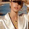 12 Zodiac Stainless Steel Women's Necklace Birthstone Zodiac Round Pendant Necklace Sweater Chain Amulet Color Christmas Gift