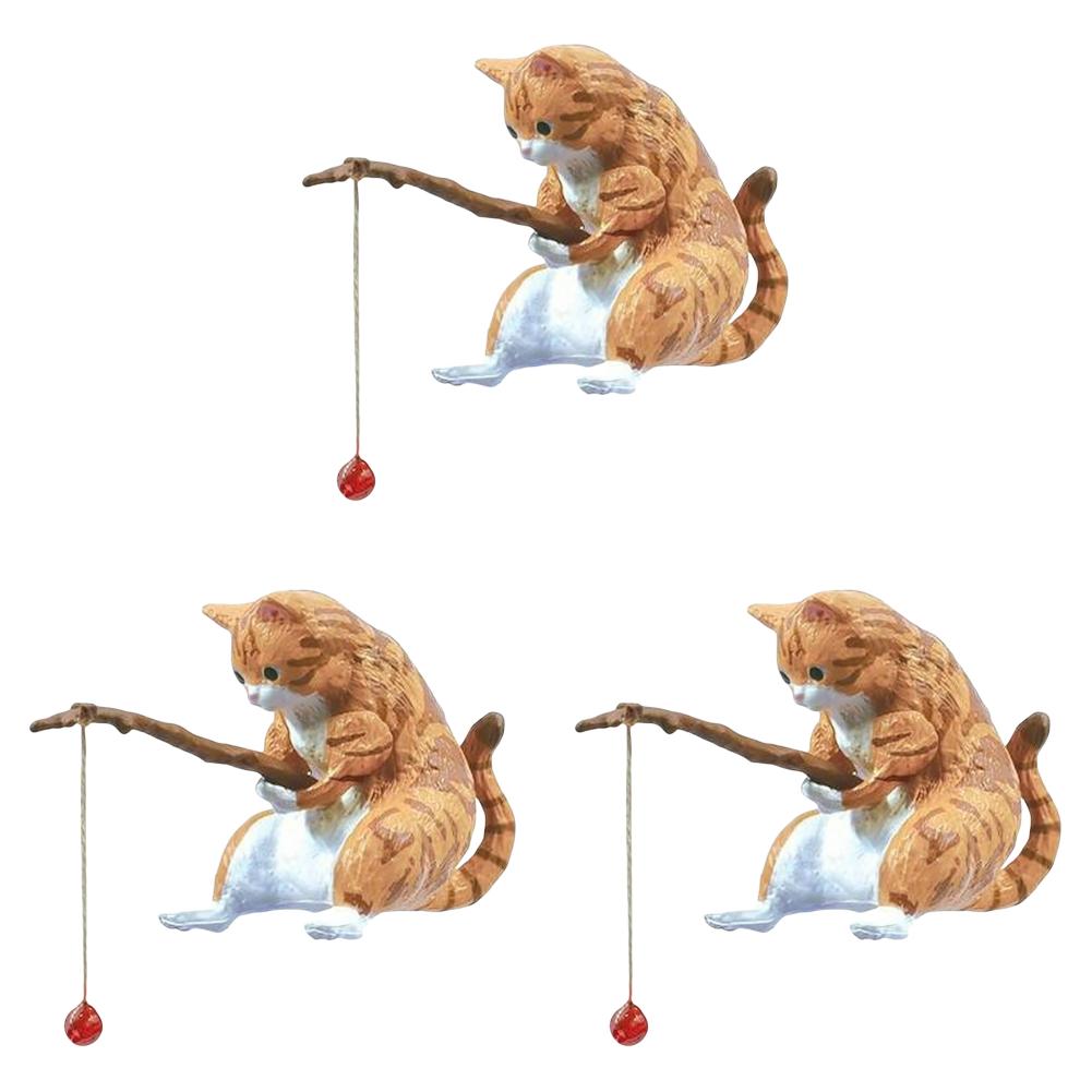 1-5pcs Fishing Cat Ornaments Sitting Fishing Little Cat Statue Fish Landscaping Cartoon Figurine Water Tank Aquarium Decorations