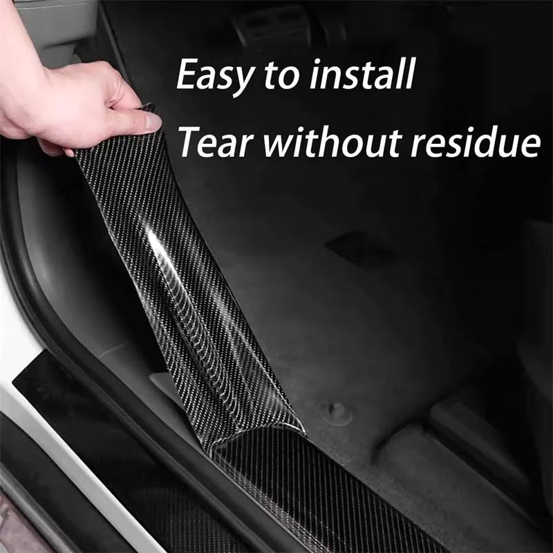 3D Carbon Fiber Sticker Paste Car Threshold Protective Film Tape Anti Scratch Waterproof Matte Black Nano Sticker for Car Body