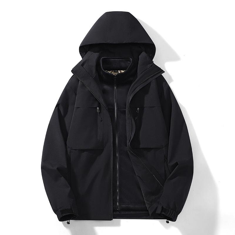 Jacket Men's Vintage Color Matching Windproof Waterproof Jacket Men's and Women's Outdoor Hooded Jacket