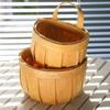 with Handle Kitchen Storage Basket Wood Wall Hanging Basket Creative Wood Hand-woven Baskets