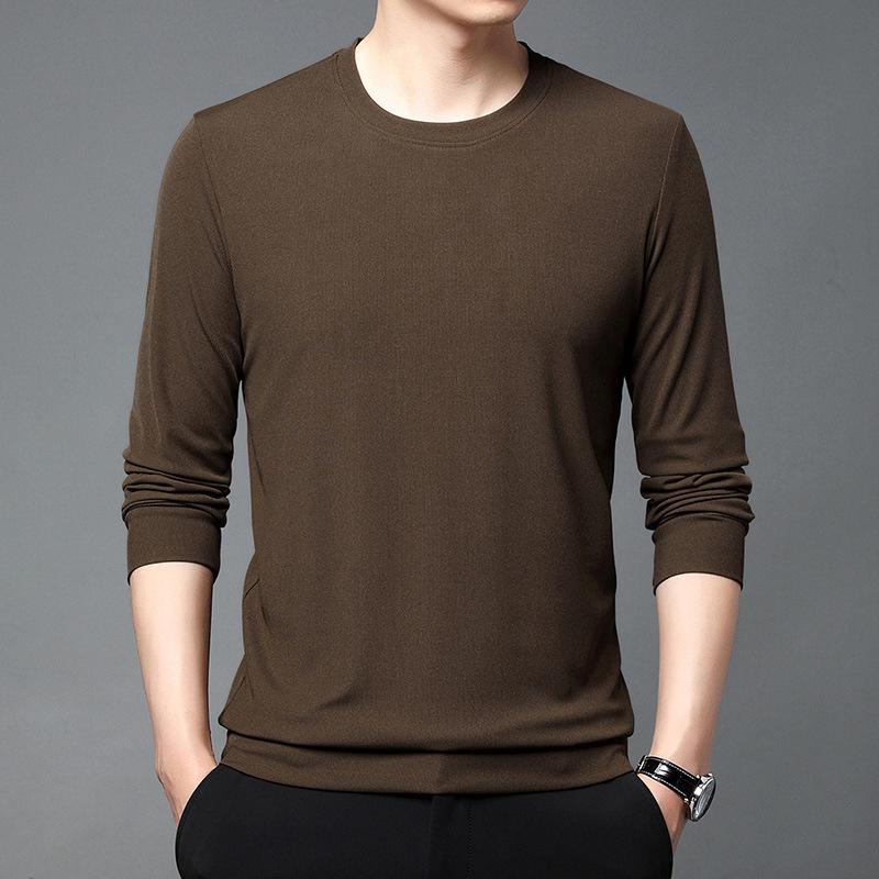 Hanorac pentru bărbați, primăvară, secțiune subțire nouă, bărbați tineri și de vârstă mijlocie, tricou cu mâneci lungi, cu gât rotund, cămașă lejeră cu fundul liber