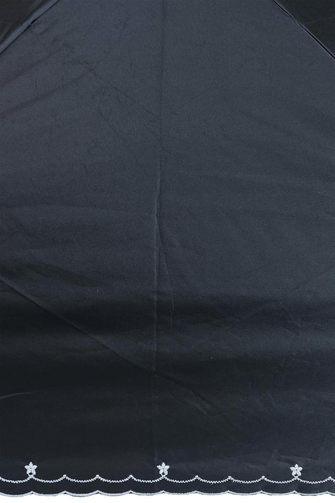 Rose Sangyo 50cm Lightweight and Cooling Mini Folding Umbrella for Sun and Embroidered Small 63500201 Rain, Flowers, Black,