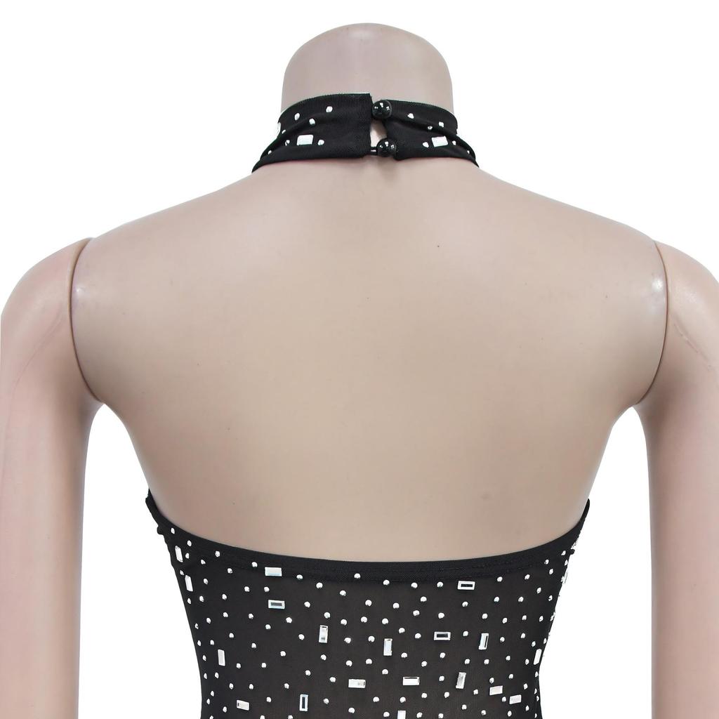 Robe Longue Ajustée à Strass pour Femme - Mode Europe & Amérique
